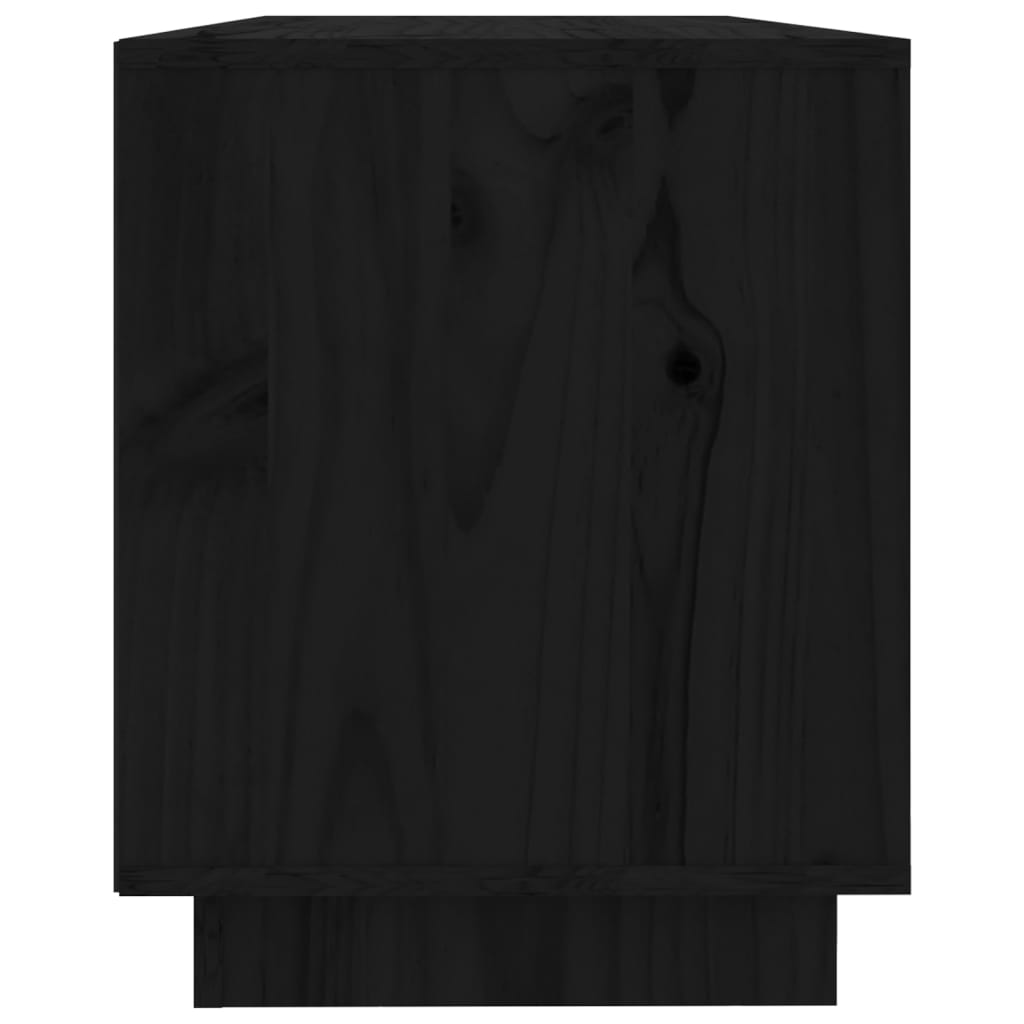 Meuble TV Noir 110,5x35x44 cm Bois de pin massif | meublestv.fr 8