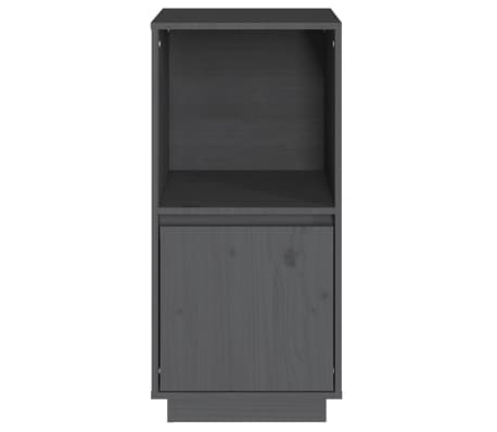 vidaXL Сайдборд, сив, 38x35x80 см, бор масив