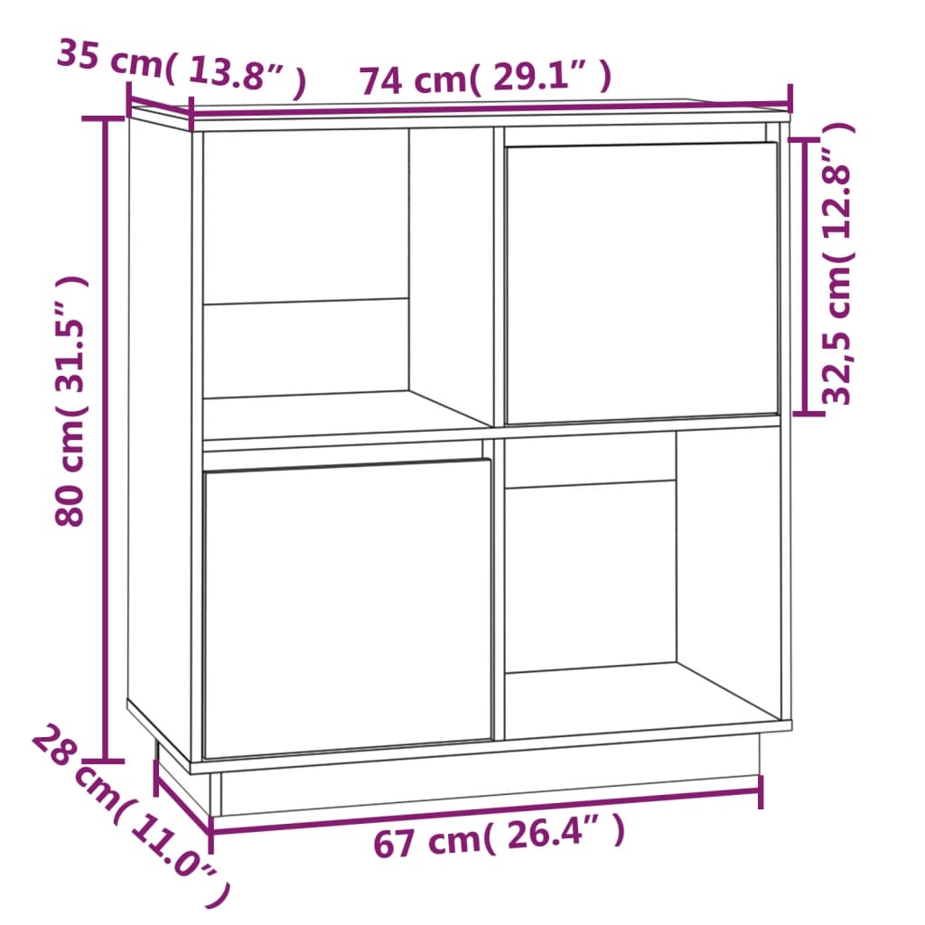 Dulap, maro miere, 74x35x80 cm, lemn masiv de pin