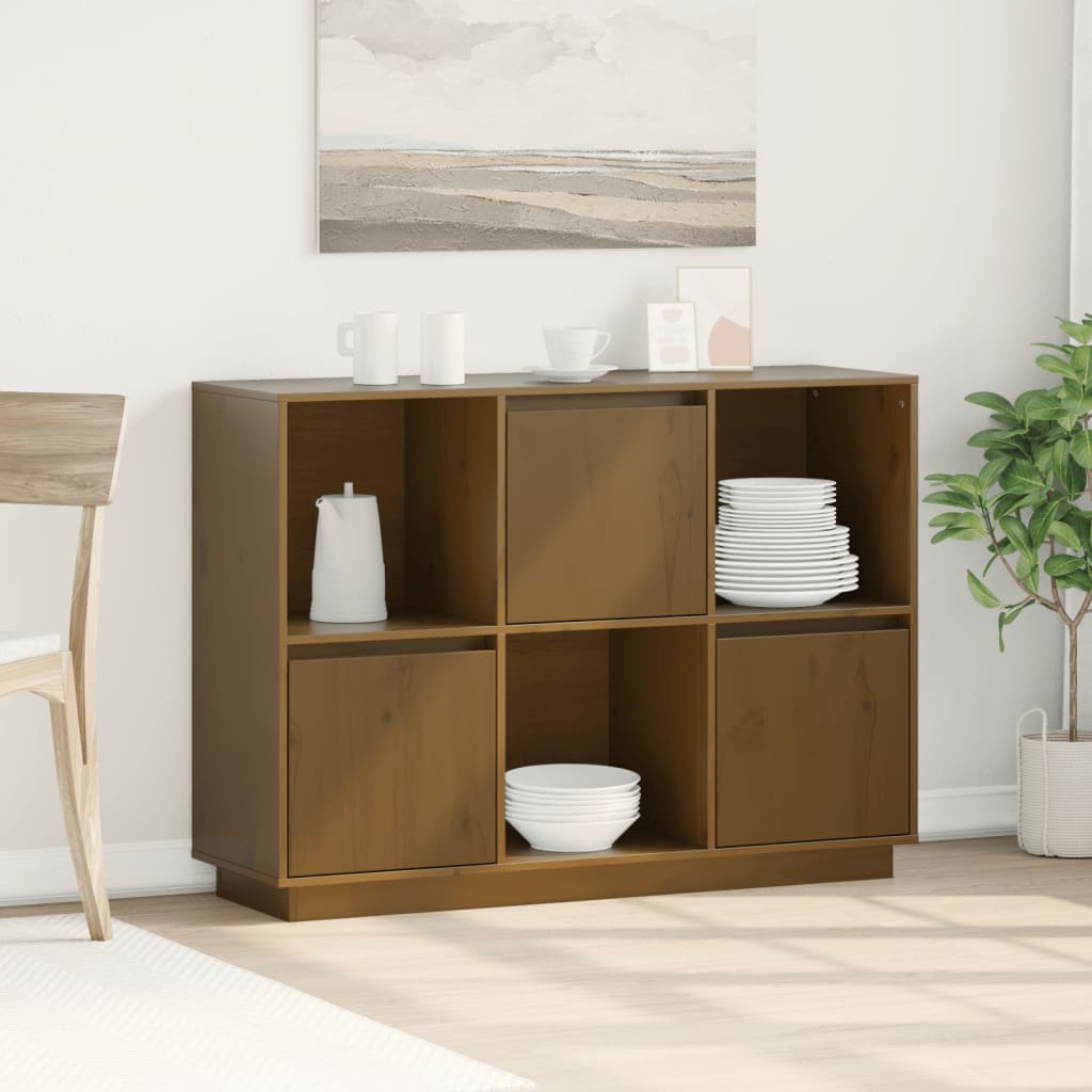 vida XL Sideboard Honigbraun 110,5x 35x 80 cm Massivholz Kiefer