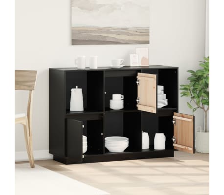 vidaXL Buffet noir 110,5x35x80 cm bois massif de pin