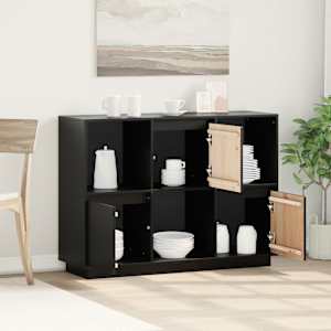 vidaXL Buffet noir 110,5x35x80 cm bois massif de pin