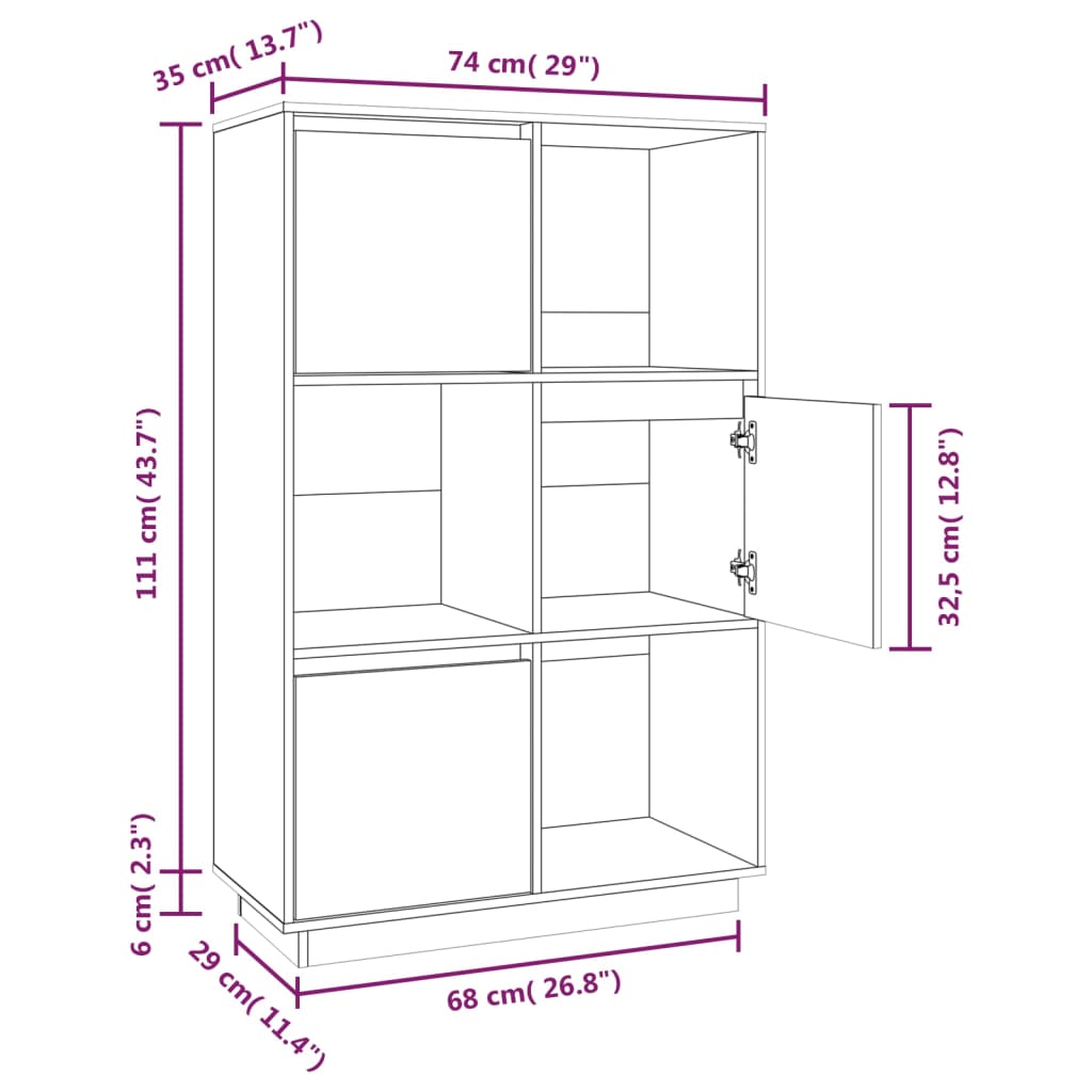 Visoka omara 74x35x117 cm trdna borovina