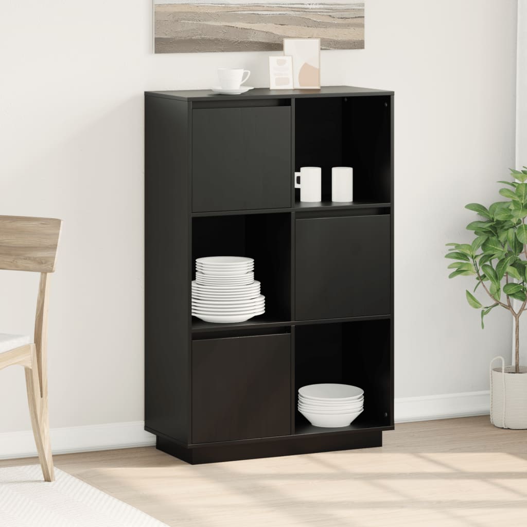 vidaXL Highboard Schwarz 74x35x117 cm Massivholz Kiefer