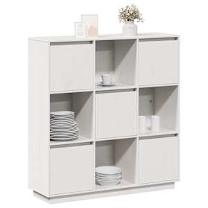 Komoda bílá 110,5 x 35 x 117 cm masivní borové dřevo - obrázek 4