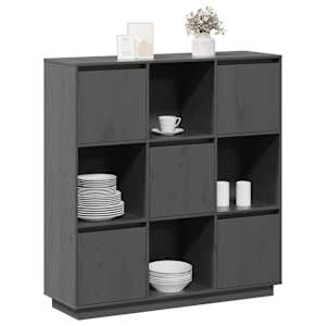 Komoda šedá 110,5 x 35 x 117 cm masivní borové dřevo - obrázek 4