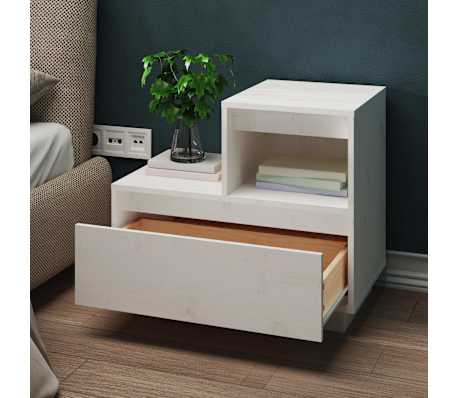vidaXL Table de chevet Blanc 60x34x51 cm Bois de pin solide