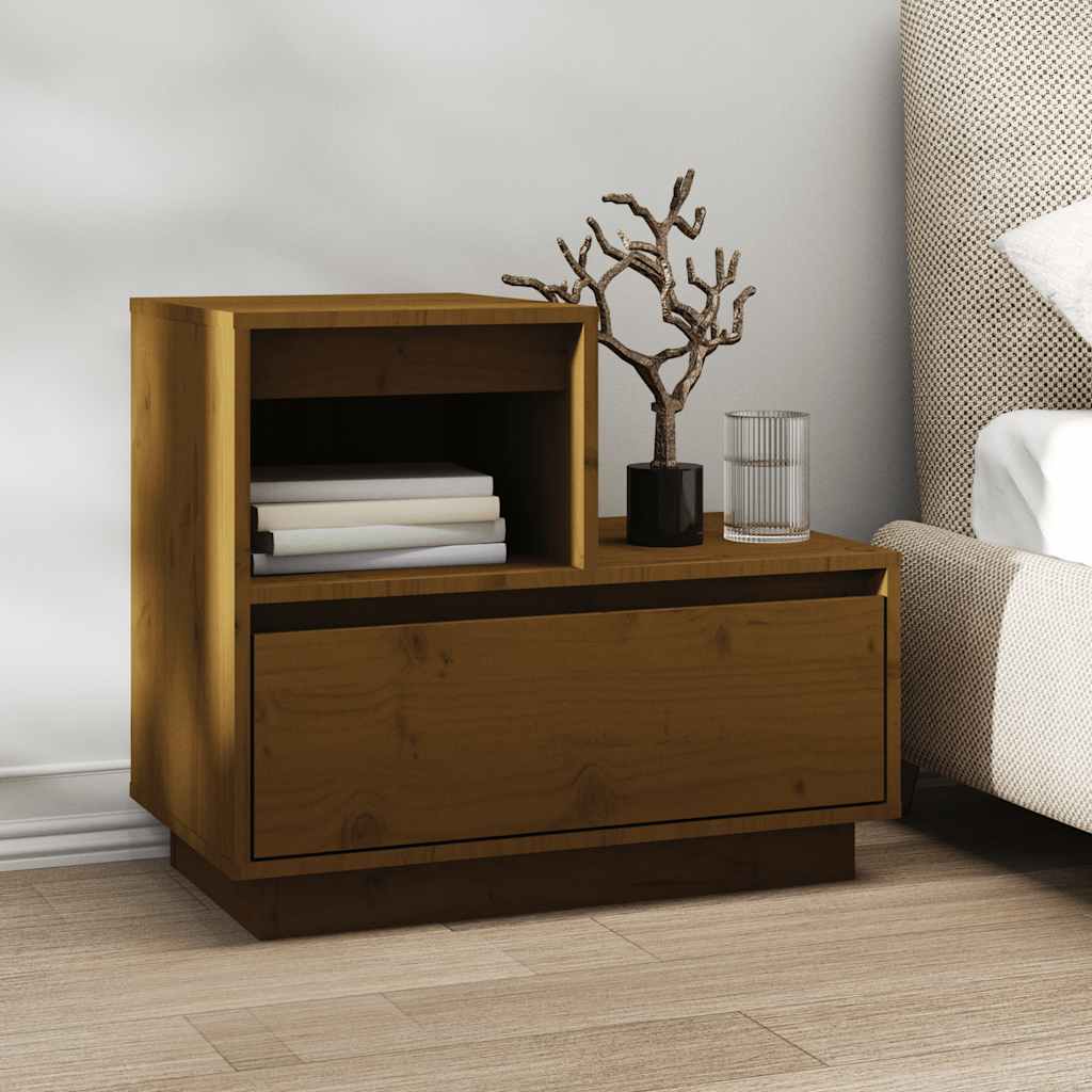 vidaXL Nachtkastjes 2 st 60x34x51 cm massief grenenhout honingbruin afbeelding