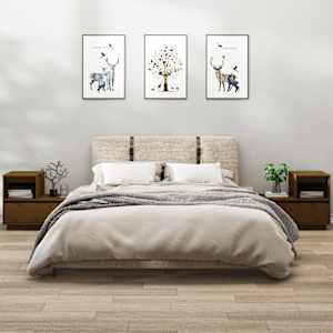 Nočna omarica 2 kosa medeno rjava 60x34x51 cm trdna borovina