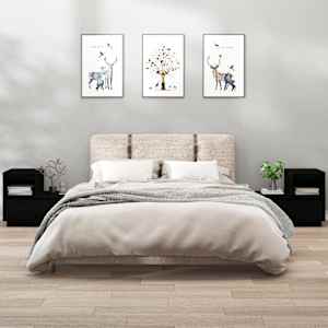 Nočna omarica 2 kosa črna 60x34x51 cm trdna borovina