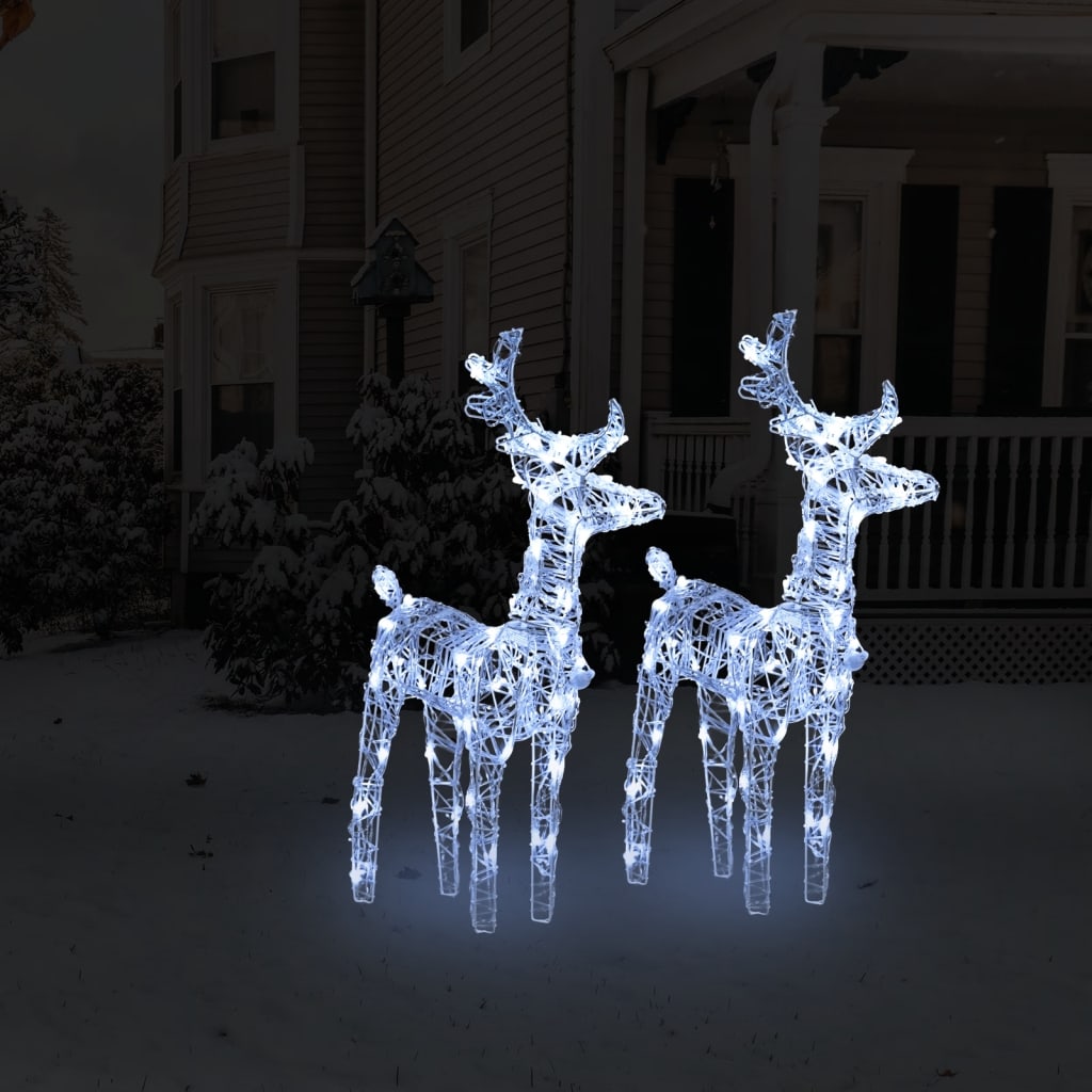  Vianočné soby 2 ks studené biele 80 LED akrylové