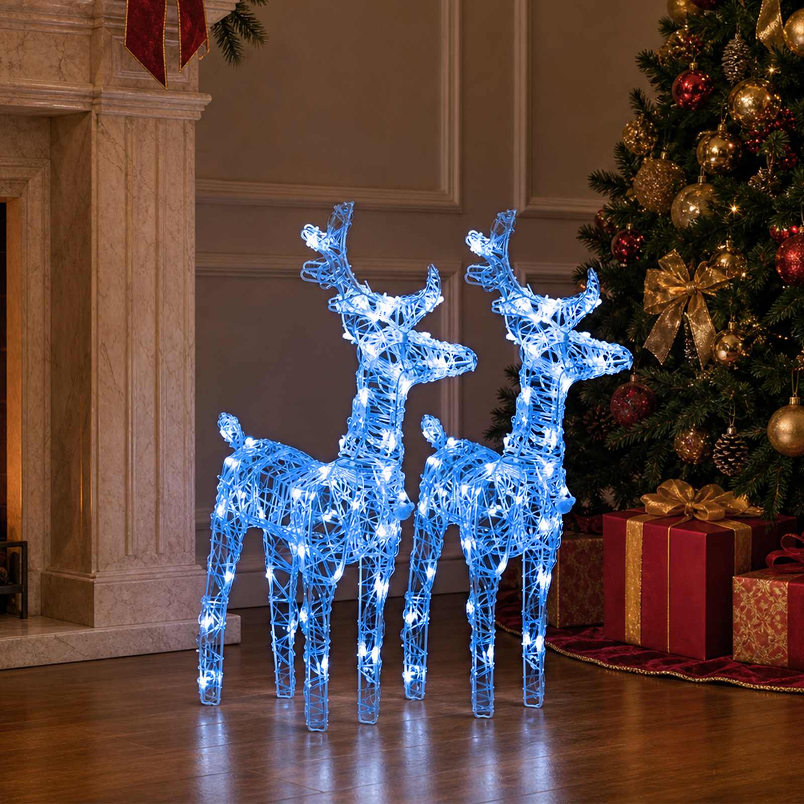 Julerensdyr 160 LED'er Akryl Varmt Hvidt Lys - 2 / Blå