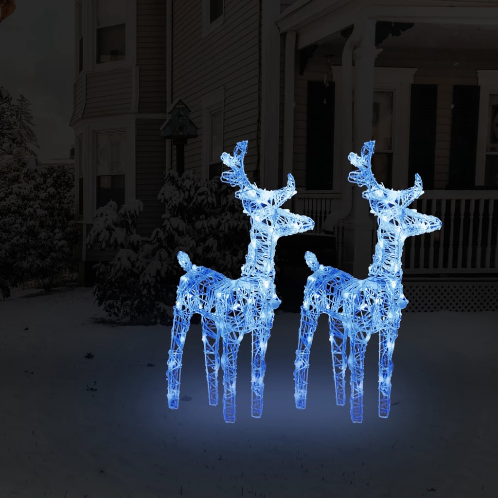 vidaXL Reni de Crăciun, 2 buc., albastru, 80 LED-uri, acril