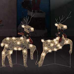 Vánoční sobi 2 ks zlatí 40 LED diod - obrázek 1