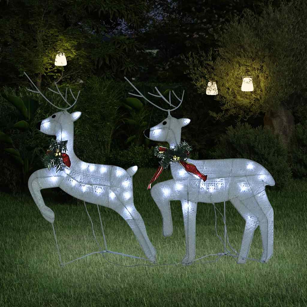 Rennes de Noël 2 pcs Blanc 40 LED