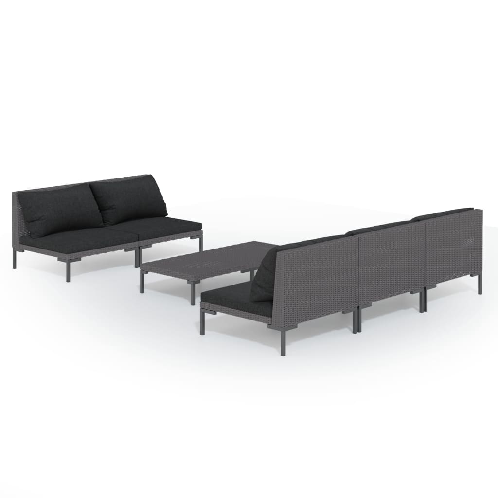 

vidaXL 6 Piece Patio Lounge Set with Cushions Poly Rattan Dark Gray