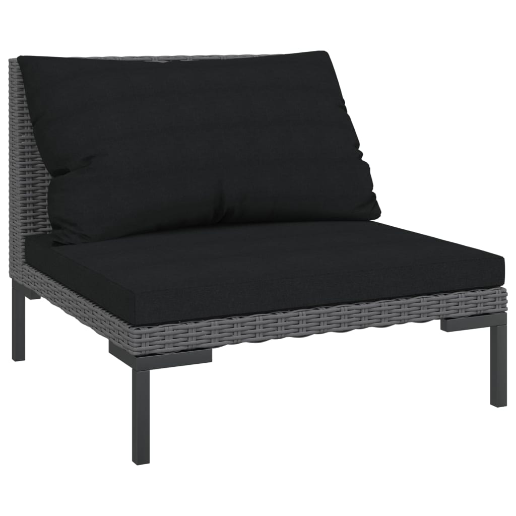 

vidaXL 6-delige Loungeset met kussens poly rattan donkergrijs