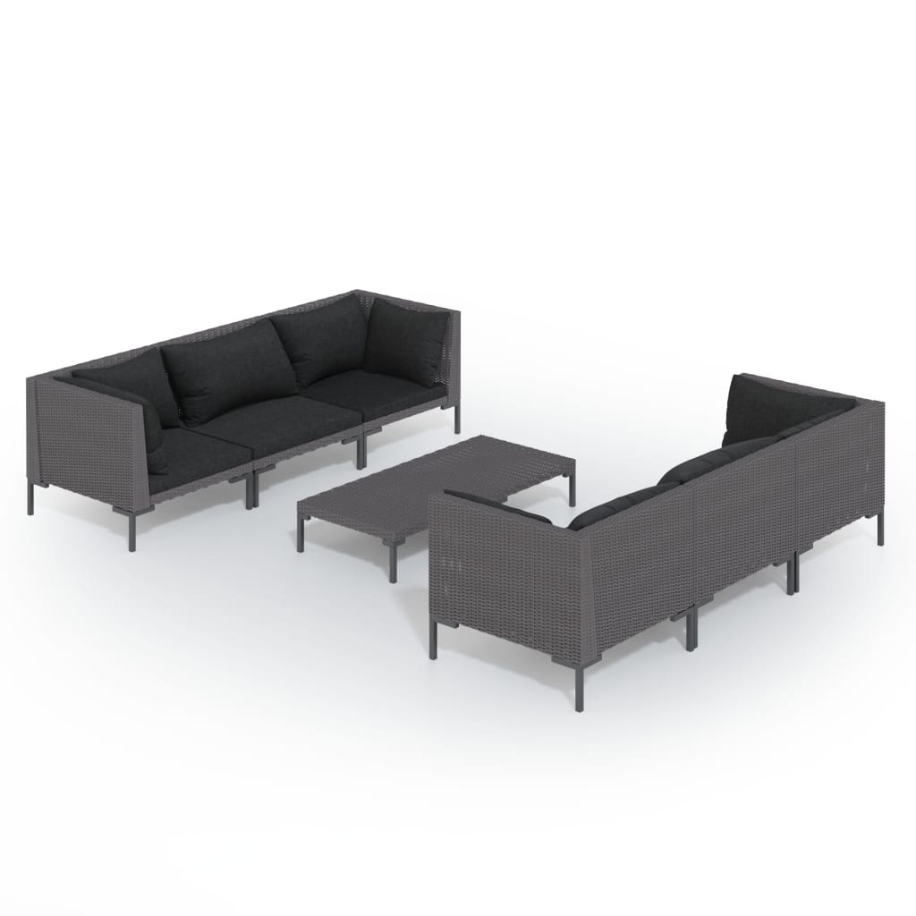 

vidaXL 7 Piece Patio Lounge Set with Cushions Poly Rattan Dark Gray