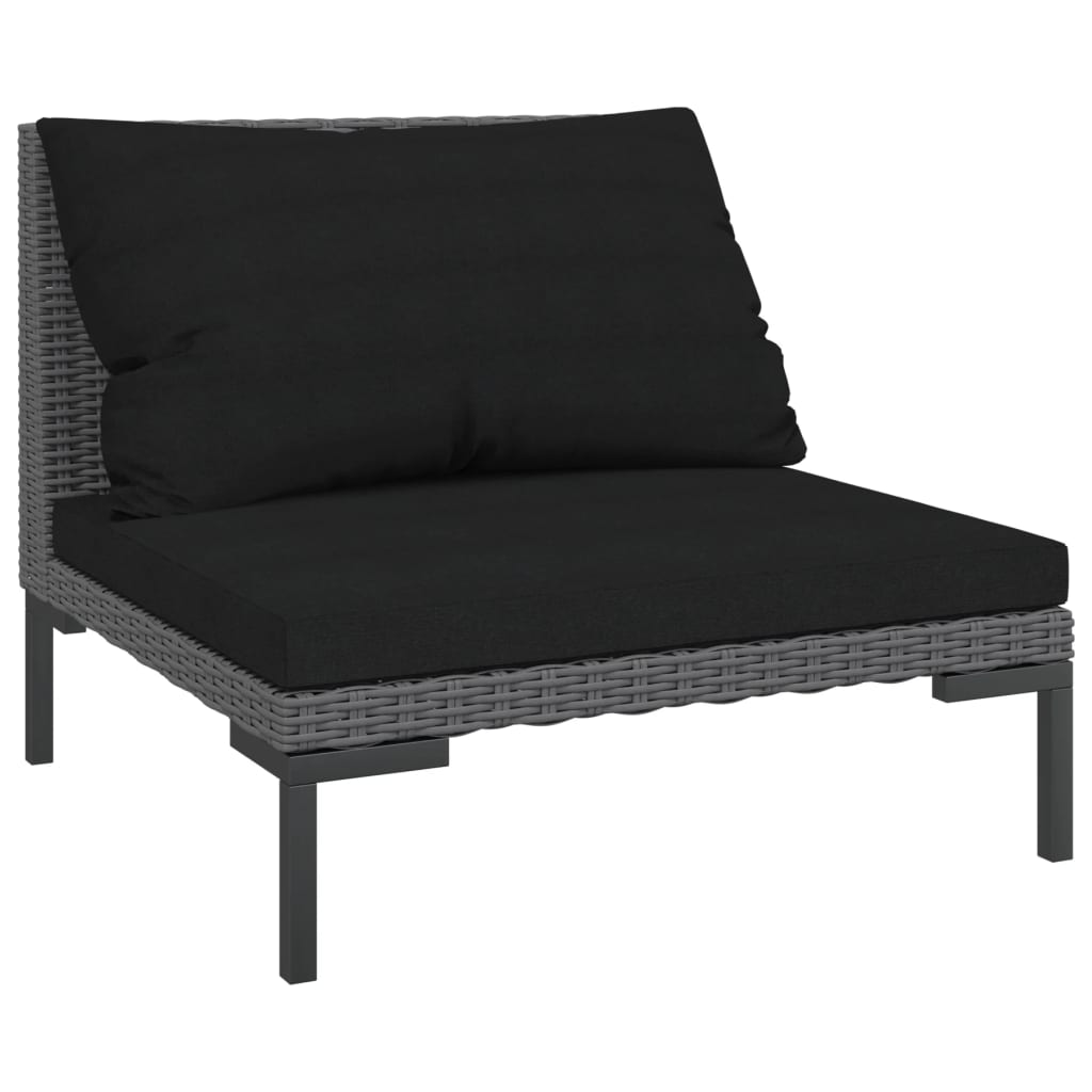 

vidaXL 7-delige Loungeset met kussens poly rattan donkergrijs