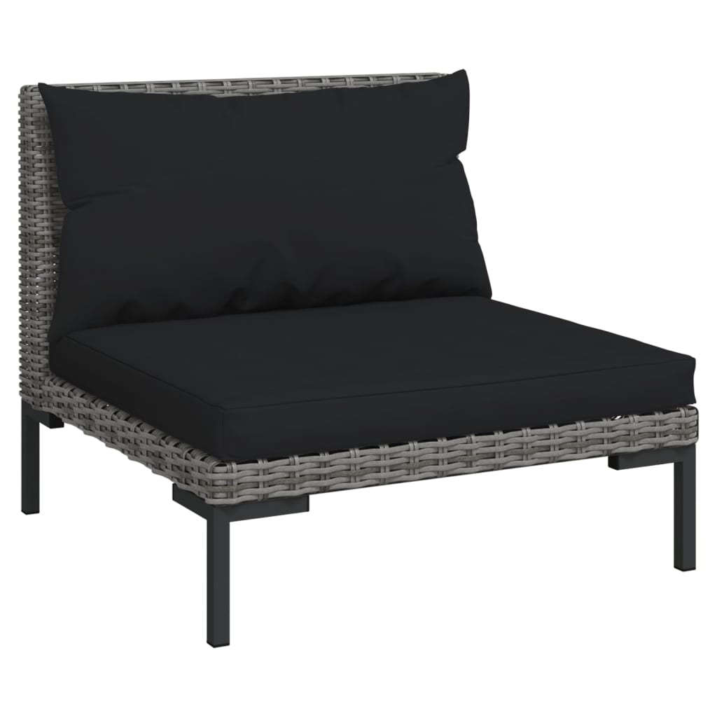 

vidaXL 5-delige Loungeset met kussens poly rattan donkergrijs