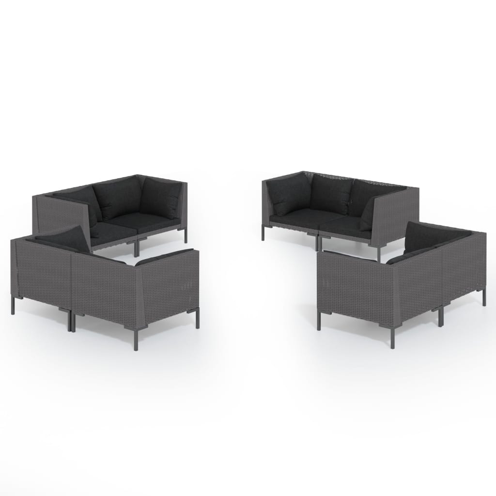 

vidaXL 8 Piece Patio Lounge Set with Cushions Poly Rattan Dark Gray