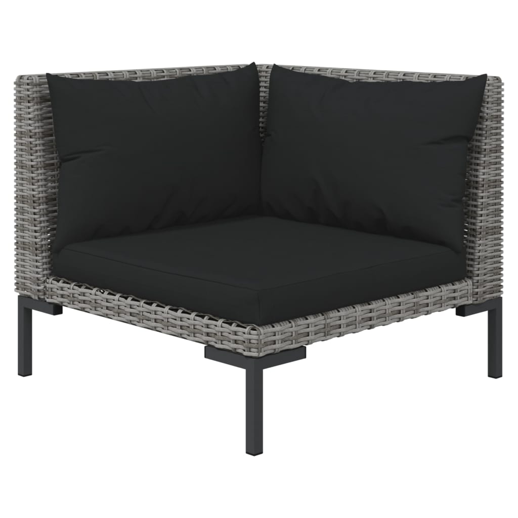 

vidaXL 9-delige Loungeset met kussens poly rattan donkergrijs