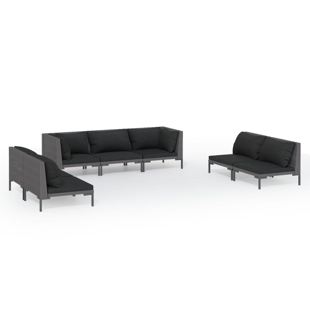 Trendy 6 Piece Poly Rattan Patio Lounge Set with Cushions vidaXL - Picture 53 of 83