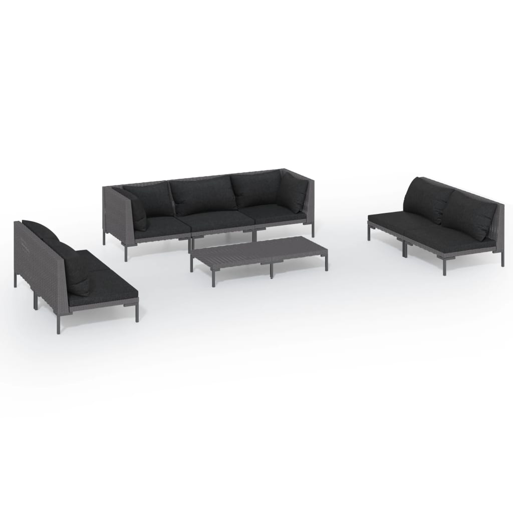 Trendy 6 Piece Poly Rattan Patio Lounge Set with Cushions vidaXL - Picture 46 of 83