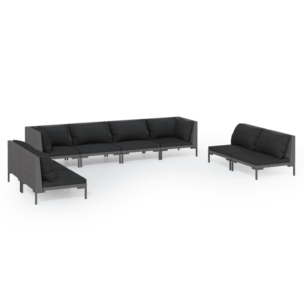 Trendy 6 Piece Poly Rattan Patio Lounge Set with Cushions vidaXL - Picture 58 of 83