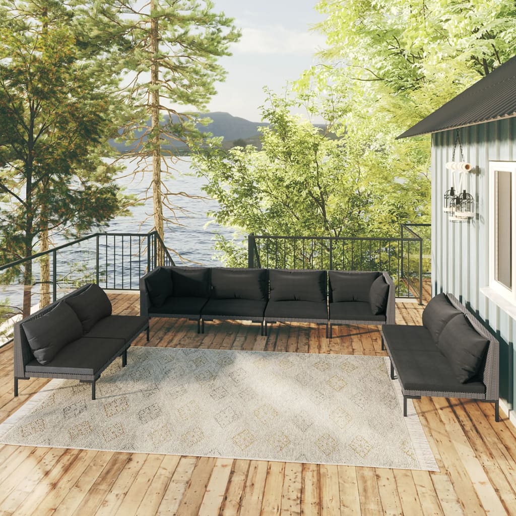 Trendy 6 Piece Poly Rattan Patio Lounge Set with Cushions vidaXL - Picture 60 of 83