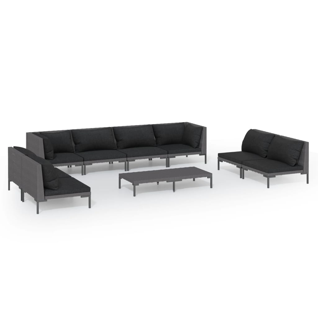 Trendy 6 Piece Poly Rattan Patio Lounge Set with Cushions vidaXL - Picture 63 of 83