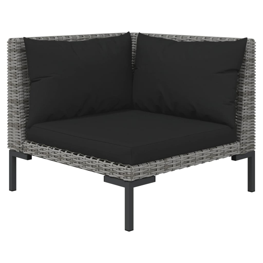 

vidaXL 6-delige Loungeset met kussens poly rattan donkergrijs