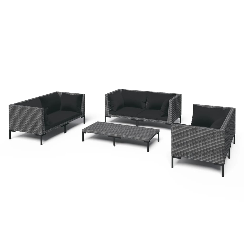 Photos - Garden Furniture VidaXL 7 Piece Patio Lounge Set with Cushions Poly Rattan Dark Gray 