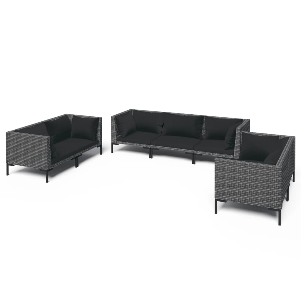 

vidaXL 7 Piece Patio Lounge Set with Cushions Poly Rattan Dark Gray