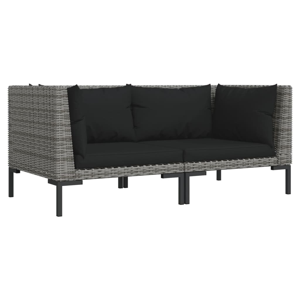 

vidaXL 7-delige Loungeset met kussens poly rattan donkergrijs