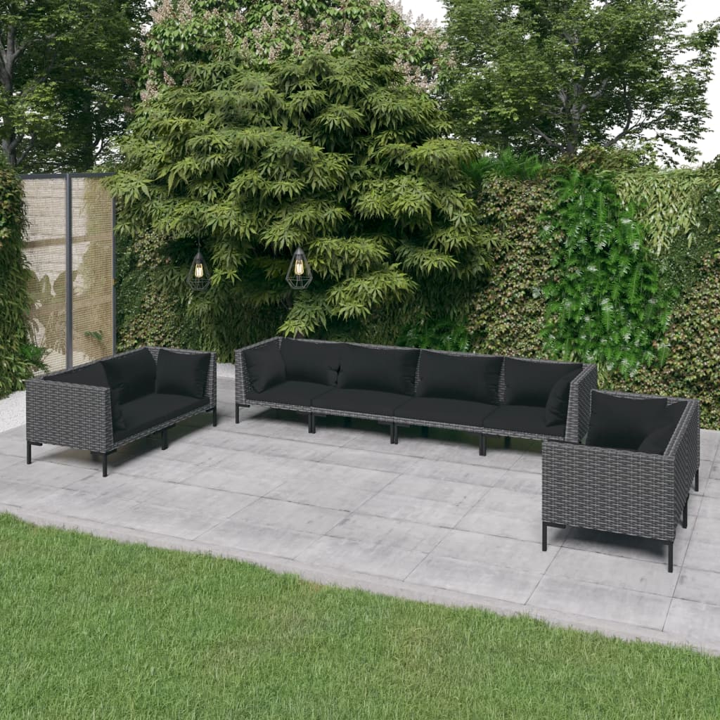 Trendy 6 Piece Poly Rattan Patio Lounge Set with Cushions vidaXL - Picture 79 of 83
