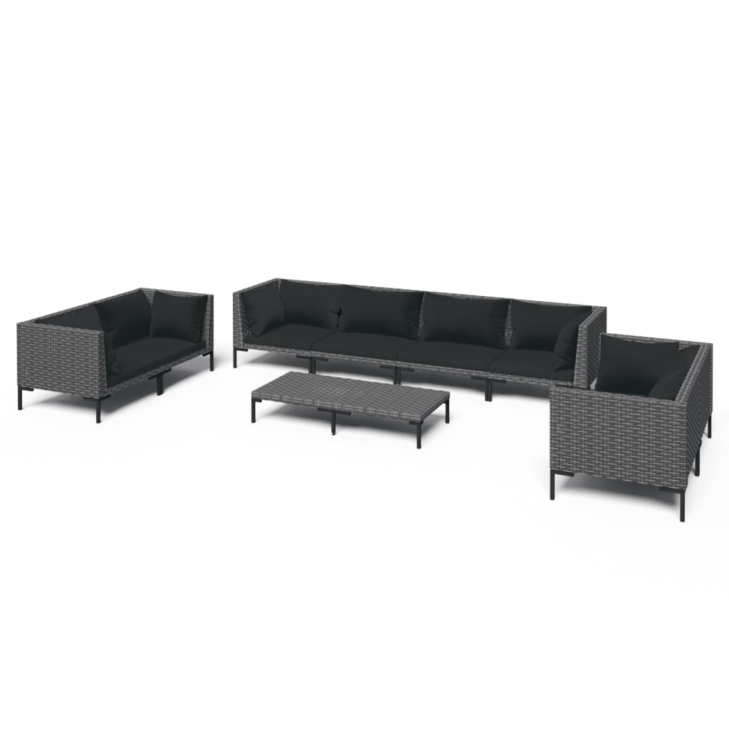 

vidaXL 9 Piece Patio Lounge Set with Cushions Poly Rattan Dark Gray