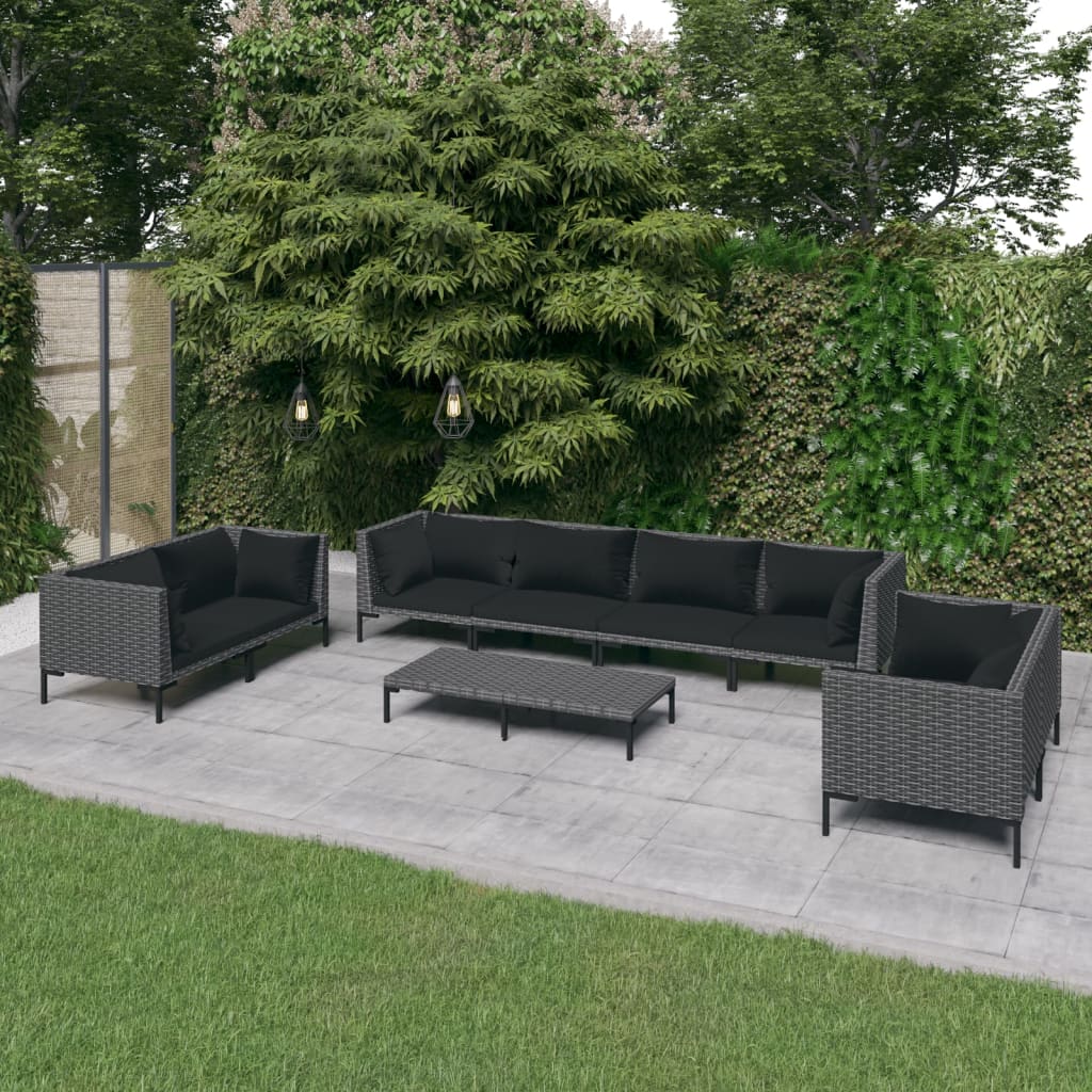 Trendy 6 Piece Poly Rattan Patio Lounge Set with Cushions vidaXL - Picture 72 of 83