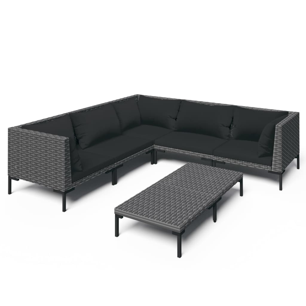 

vidaXL 6 Piece Patio Lounge Set with Cushions Poly Rattan Dark Gray