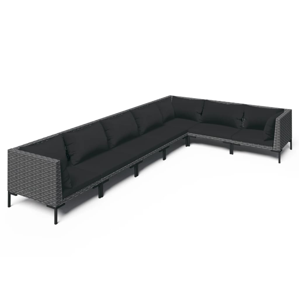

vidaXL 7 Piece Patio Lounge Set with Cushions Poly Rattan Dark Gray