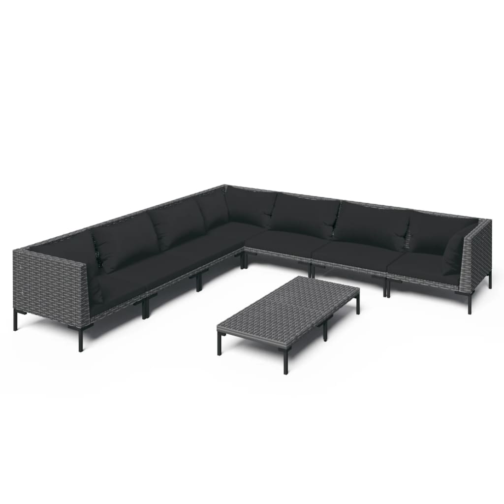 

vidaXL 8 Piece Patio Lounge Set with Cushions Poly Rattan Dark Gray