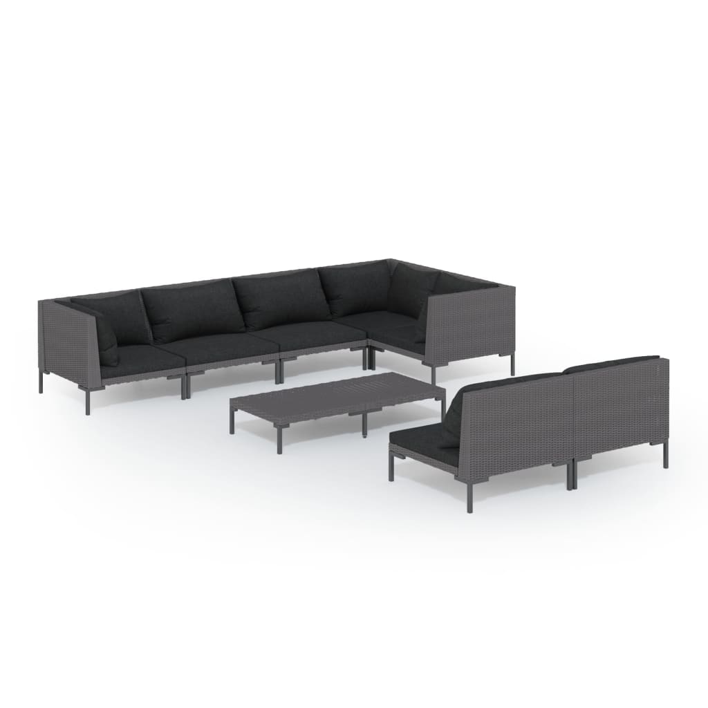 

vidaXL 8 Piece Patio Lounge Set with Cushions Poly Rattan Dark Gray