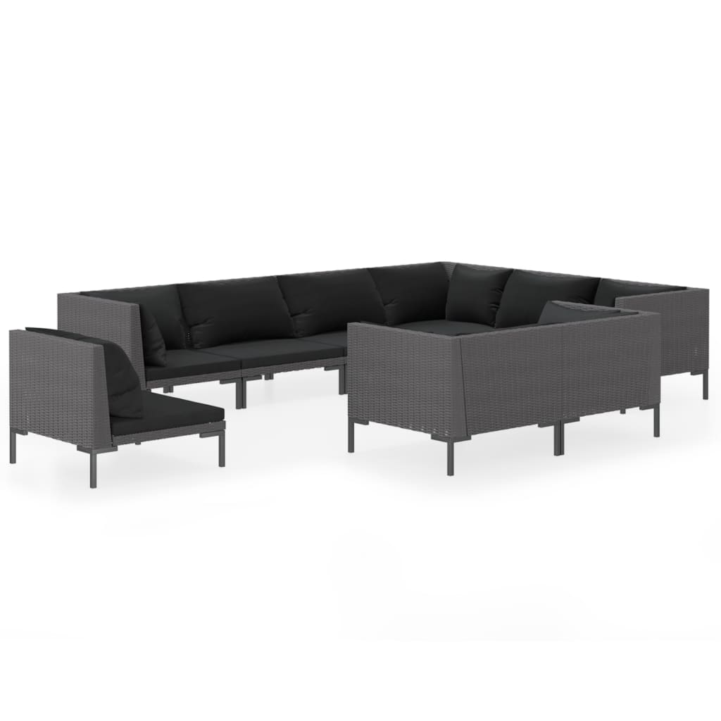 

vidaXL 9 Piece Patio Lounge Set with Cushions Poly Rattan Dark Gray