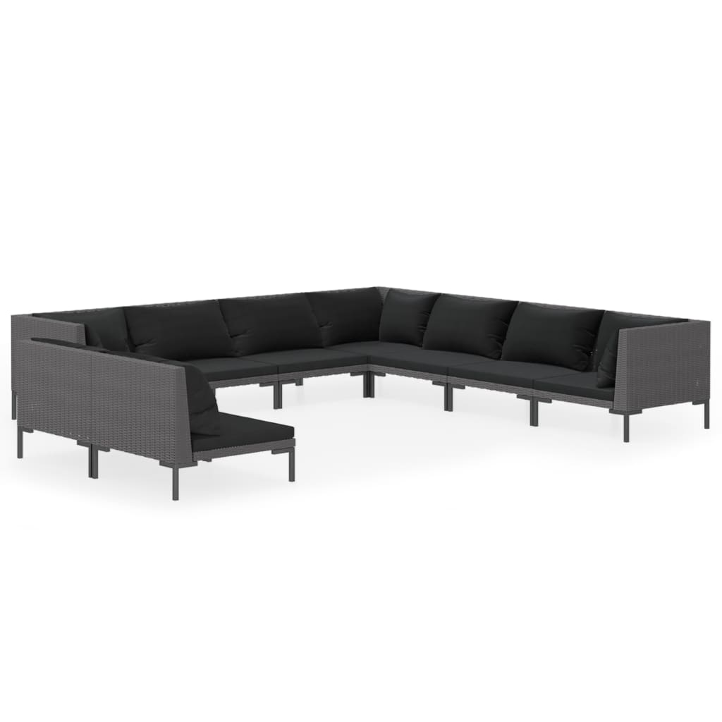 

vidaXL 9 Piece Patio Lounge Set with Cushions Poly Rattan Dark Gray