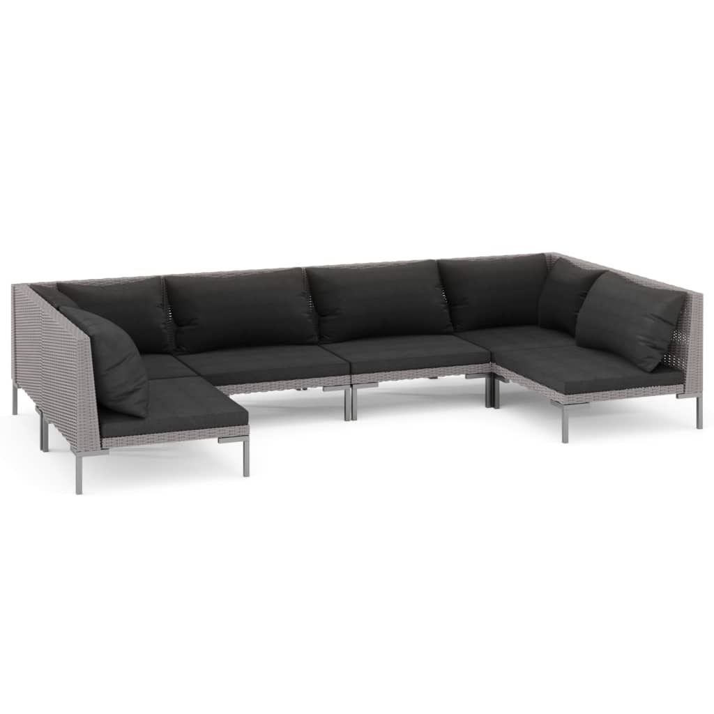 

vidaXL 6 Piece Patio Lounge Set with Cushions Poly Rattan Dark Gray
