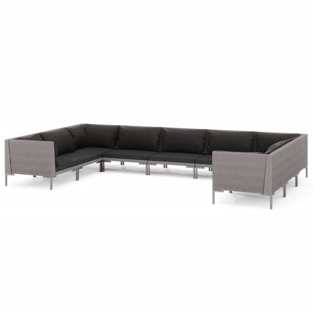 

vidaXL 9 Piece Patio Lounge Set with Cushions Poly Rattan Dark Gray
