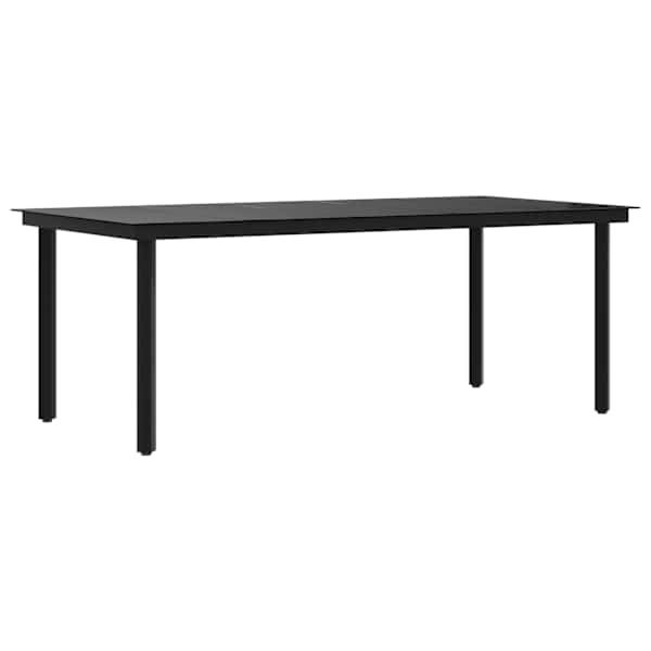 vidaXL aia s&ouml;&ouml;gilaud, must, 200 x 100 x 74 cm, teras ja klaas