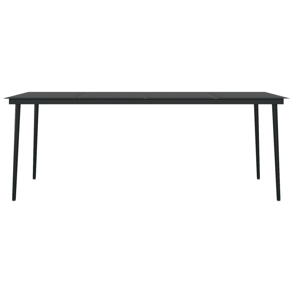 vidaXL Tuintafel 200x100x74 cm staal en glas zwart afbeelding