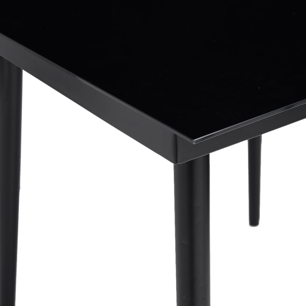 Fekete acél és üveg kerti étkezőasztal 200 x 100 x 74 cm 