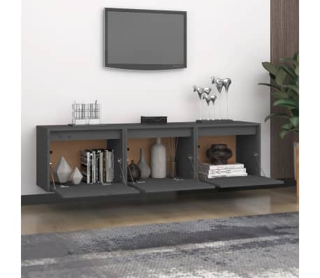 vidaXL TV Cabinets 3 pcs Grey Solid Wood Pine